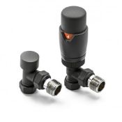 ZZ-KAR-AHTN-ANG - Kartell Modal TRV Angled Radiator Valve and Lockshield - Anthracite. ...