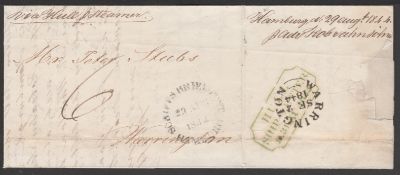 G.B. - Ship Letters - Hull / Hamburg 1844 Entire letter from Leipzig to England 