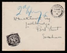 G.B. - First Day Covers 1914 (Apr. 20) Unpaid cover posted within Evesham, endorsed 