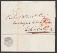 Great Britain - Scotland 1808 Entire Letter from Harstone to Edinburgh backstamped by a good 