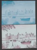 Great Britain Wales 1969 Investiture of the Prince of Wales air letter, proofs of the views of Carna