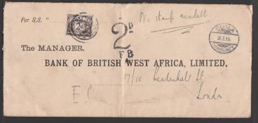 Cameroons 1915 (Mar. 30) Long Stampless cover (vertical fold) to London, endorsed 