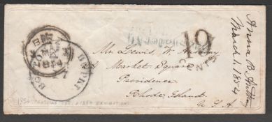 G.B. 1854 Stampless Ladies Envelope Cover bearing KGV 1d tied by boxed 