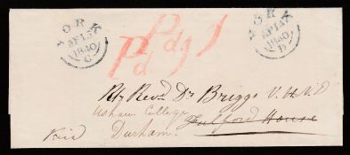 G.B. - Yorkshire 1840 Entire posted within York prepaid 1d with red 
