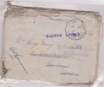 CRASH & WRECK 1918 Stampless On Active Service Covers (3) and Postcards (2) from the same corres...