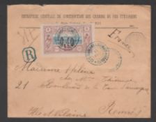 FRENCH SOMALI COAST 1899 (June 15) Registered cover (horizontal fold) with printed heading 