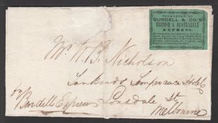 VICTORIA 1855 Entire (repaired tear, file fold) addressed to 