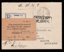 ANTIGUA 1913 Stampless O.H.M.S. cover from the G.P.O. to England with black 