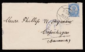 ADEN - PERIM 1916 Cover to Denmark franked 2a6p cancelled by 