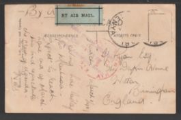 KENYA / SUDAN 1927 (Mar. 12) Picture postcard from Nairobi to England with blue Air Mail label,...