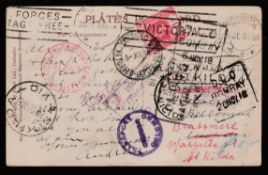 CEYLON / AUSTRALIA - WORLD WAR ONE 1918 Picture postcard to Victoria, posted by an Australian so...