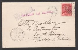 FALKLAND ISLANDS - SOUTH GEORGIA / ARCTIC 1933 Cover franked Canada 3c cancelled at Bache Penins...
