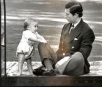 Royalty Prince Charles and Prince William on the lawn of Government House