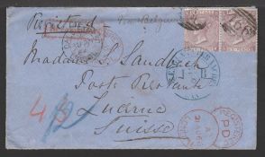 G.B. - LONDON 1866 Registered Cover from Liverpool to Switzerland, with 