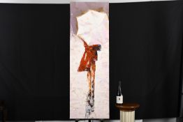Original Painting on Canvas Lady with Brolly