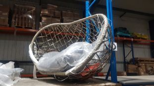 (10D) 1x Sun Time Hanging Pod Chair With Cushion. Item Removed From Packaging – Contents Appear As