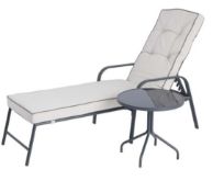 (7K) 2x Items. 1x Rowly Sunlounger & Side Table RRP £130. 1x Texas Oil Drum Charcoal BBQ RRP £80.