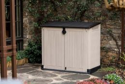 (P) 1x Keter Store It Out Midi 880L RRP £120. (H)113.5cm x (W)71.5 x (D)132cm