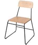 (4N) 8x Black And Oak Veneer Stackable Utility Chair RRP £20 Each. (H80x W51x D51cm).