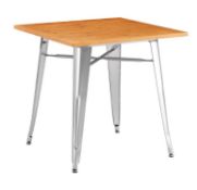(9A) 2x Items. 1x Billy Bistro Table Steel (H75x W75x D75cm). 1x Bambrick Square Table (H74x W90x D