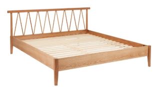 (7A) 1x Sonia Spindle Bedstead King RRP £350. Solid Oak Spindles And Legs. Oak Veneer Frame. (H90x