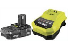 (13C) 1x Ryobi 18V 5Ah Battery & 2x Chargers.