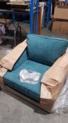 (10F) 1x One Seater Sofa Green. New Item, Removed From Packaging For Photo. Lot Comes With Leg Set.