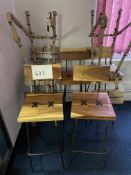 NEW - Seven Hardwood And Steel Leg Stools