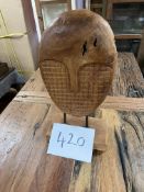 NEW - Hand Carved Wood Sculpture Of A Face 23” Height