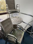 Inoxsense 5 Metal Frame Wood Garden Chairs And Circular Table