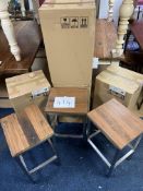 NEW - 7 Solid Mahogony Hardwood And Metal Stools