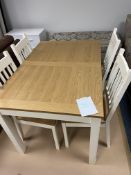 Oak and Painted Table With 4 Chairs, 48