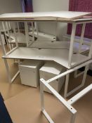 3 Office Desks and 1 Broken Desk, 2 Cabinets