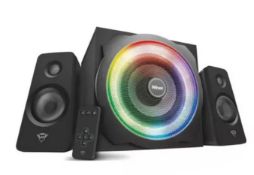 (Mz) 1x Trust GXT Tytan 2.1 PC Laptop Illuminated Speaker RRP £89. (Unit Has Return To Manufacturer