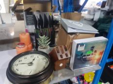 (8e) 12x Items. 1x Chrome Gold/Green Jones Wall Mounter Clock (No Box) RRP £79.99. 1x Bickerton Eng