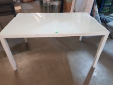 (R13F) White Designer Aluminium Glass Topped Outdoor / Indoor Dining Table. 1500L x 930W x 740T