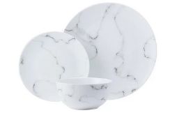 (8c) 5x Dining Set Items. 1x 17 Piece Marble Design Dining Set (8 Cups, 4 Deep Bowls, 4 Small Plate