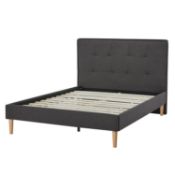(R15E) Metro Upholstered King Bed Grey. Appears Complete And New. 3 Boxes