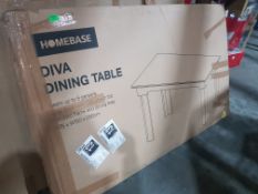 1x Item. Homebase Diva 6 Seater Dining Table (h75 x w150 x d90cm)(Contains 4 Legs & Leg Placement F