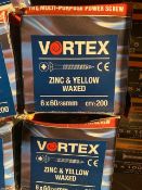 2 x Boxes Vortex Zinc & Yellow Waxed Screws 6 x 60