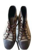 Gucci Mens Gg Supreme Leather High Top Sneakers Trainer Brown/Cream UK 7/Eu 40.5