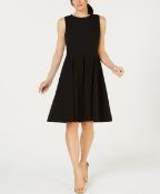 Kasper Crew-Neck Sleeveless Fit & Flare Dress UK 20 Colour Black RRP £86