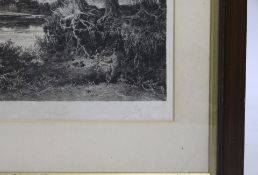 Large Edwardian Landscape Engraving Set in Mahogany Frame