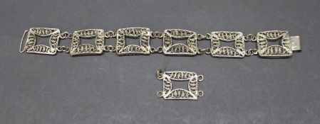 Silvered Piercework Bracelet with Extra Link