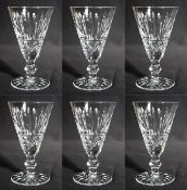 Set of 6 Vintage Waterford Cut Crystal Knopped Sherry Glasses