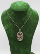 Diamond & 14ct Gold Oval Locket on Chain