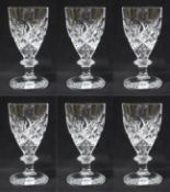Set of 6 Heavy Cut Glass English Wine Glasses