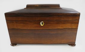 Regency Rosewood Sarcophagus Shaped Tea Caddy Box