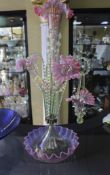 English Victorian Pink Vaseline Glass Epergne