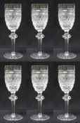 Set of 6 Heavily Cut Waterford Knopped Stem Port Glasses